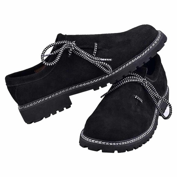 Men’s Lederhosen Shoes – Bavarian Trachten Suede Oktoberfest Black Boots NEW - Picture 3 of 8